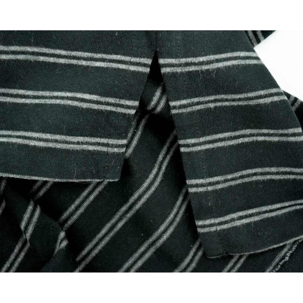 Polo Ralph Lauren Men's XL Black & Gray Striped Long Sleeve Cotton Polo Shirt